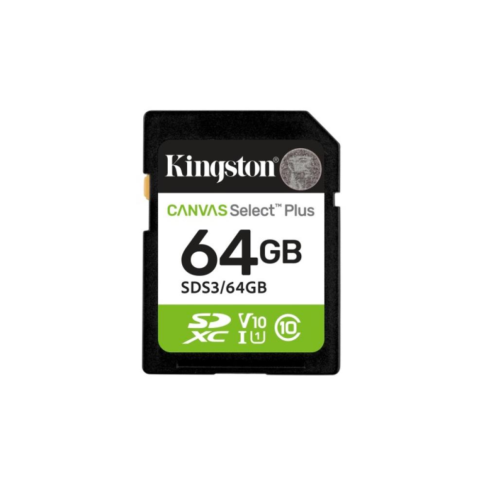 Kingston Technology - 64 GB SDXC Canvas Select Plus Gen3 100 MB/s C10 UHS-I U1 V10