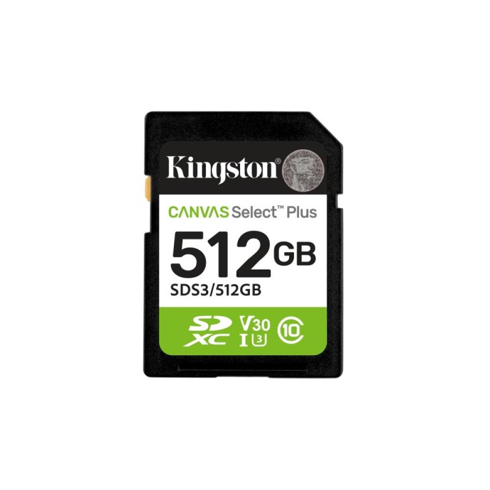 Kingston Technology - 512 GB SDXC Canvas Select Plus Gen3 150 MB/s C10 UHS-I U3 V30