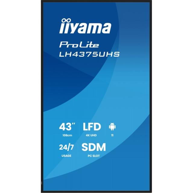iiyama - LH4375UHS-B2AG pantalla de señalización Pantalla plana para señalización digital 108 cm (42.5") LCD Wifi 500 cd / m² 4K