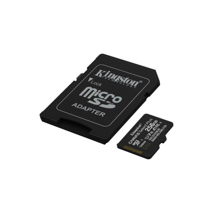 Kingston Technology - 256GB microSDXC Canvas Select Plus Gen3 150MB/s A1 (Incluye adaptador de SD)