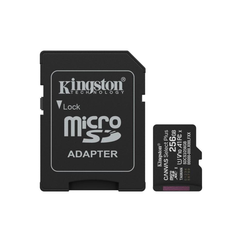 Kingston Technology - 256GB microSDXC Canvas Select Plus Gen3 150MB/s A1 (Incluye adaptador de SD)