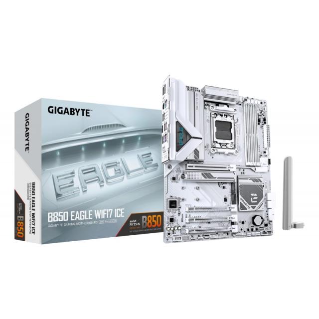 GIGABYTE - B850 EAGLE WIFI7 ICE Placa base - Procesadores AMD Ryzen serie 9000, VRM digital de 8+2+2 fases, hasta 8200 MHz DDR5