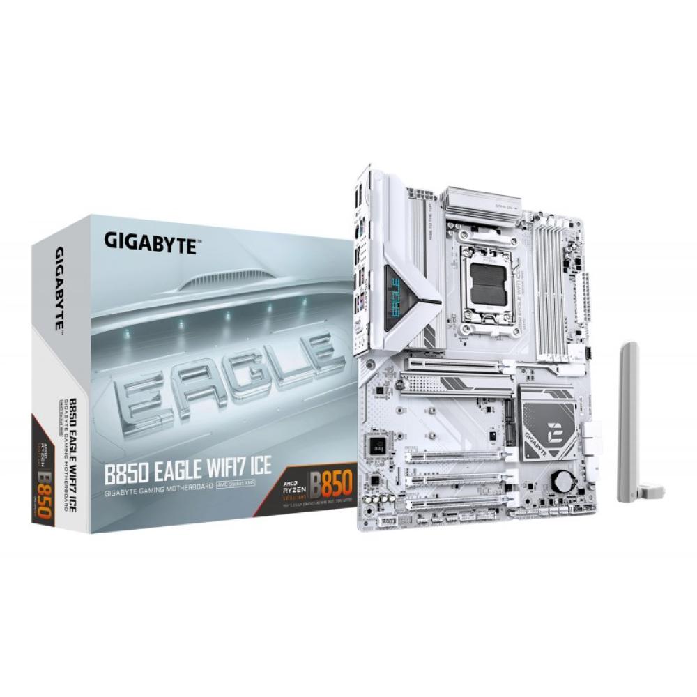 GIGABYTE - B850 EAGLE WIFI7 ICE Placa base - Procesadores AMD Ryzen serie 9000, VRM digital de 8+2+2 fases, hasta 8200 MHz DDR5