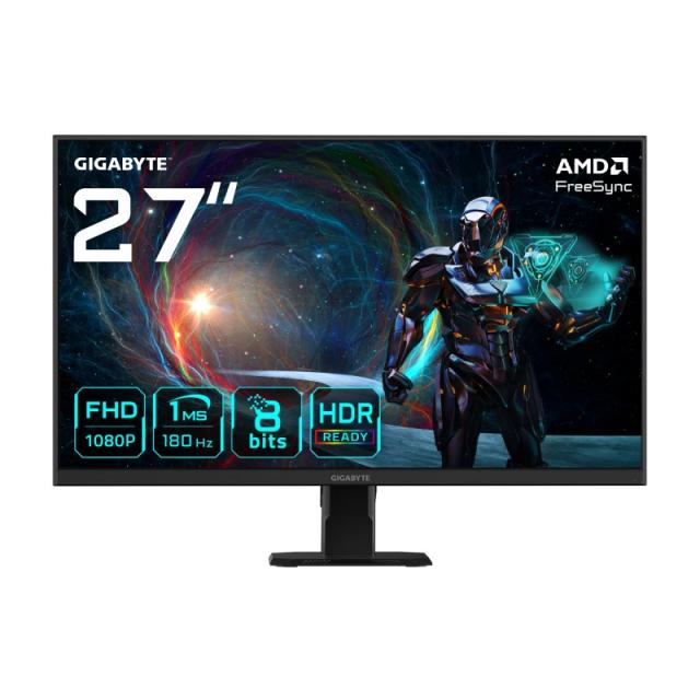 GIGABYTE - GS27FA Monitor para juegos de 27" FHD - 1920 x 1080, 180Hz, 1ms, 300 cd/m², FreeSync, HDR Ready, HDMI 2.0, Displaypor