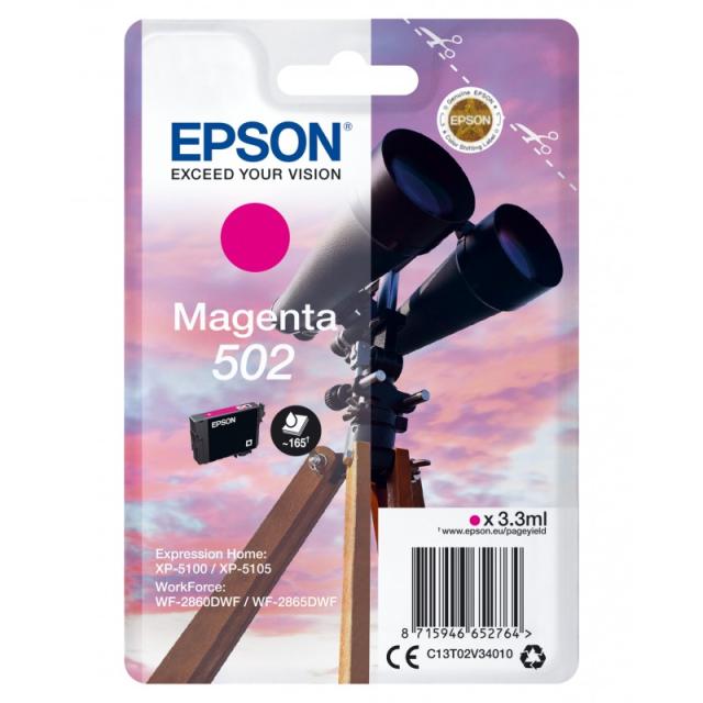 Epson - Singlepack Magenta 502 Ink - C13T02V34010