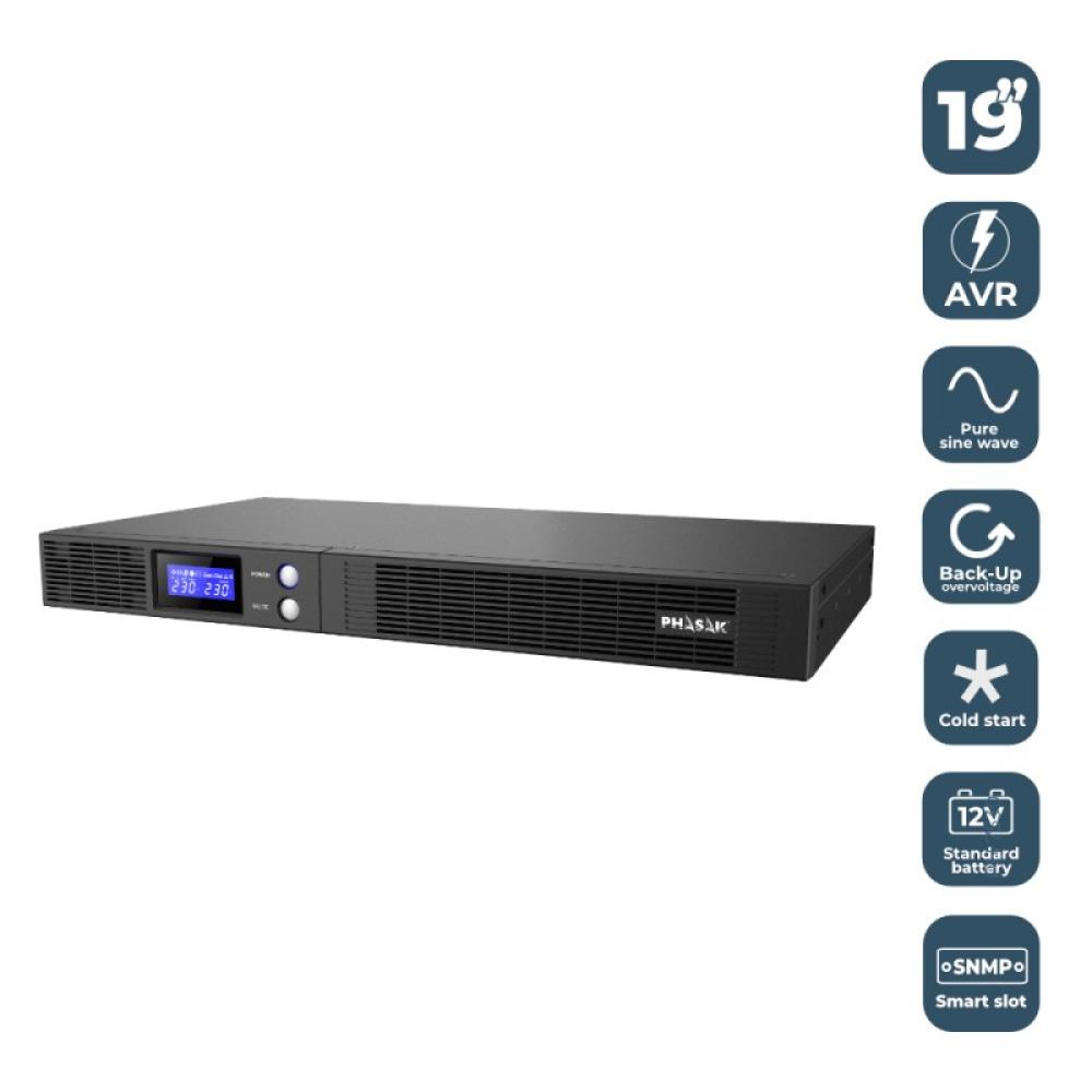 Phasak - SAI Protekt Rack Slim 1U Interactivo 750 VA - PH 7540