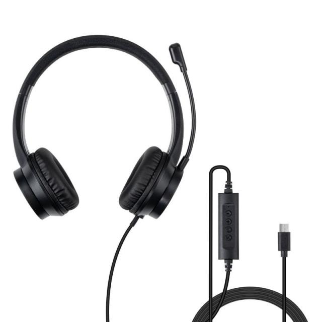 Lindy - 20439 auricular y casco Auriculares Alámbrico Diadema Oficina/Centro de llamadas USB Tipo C Negro