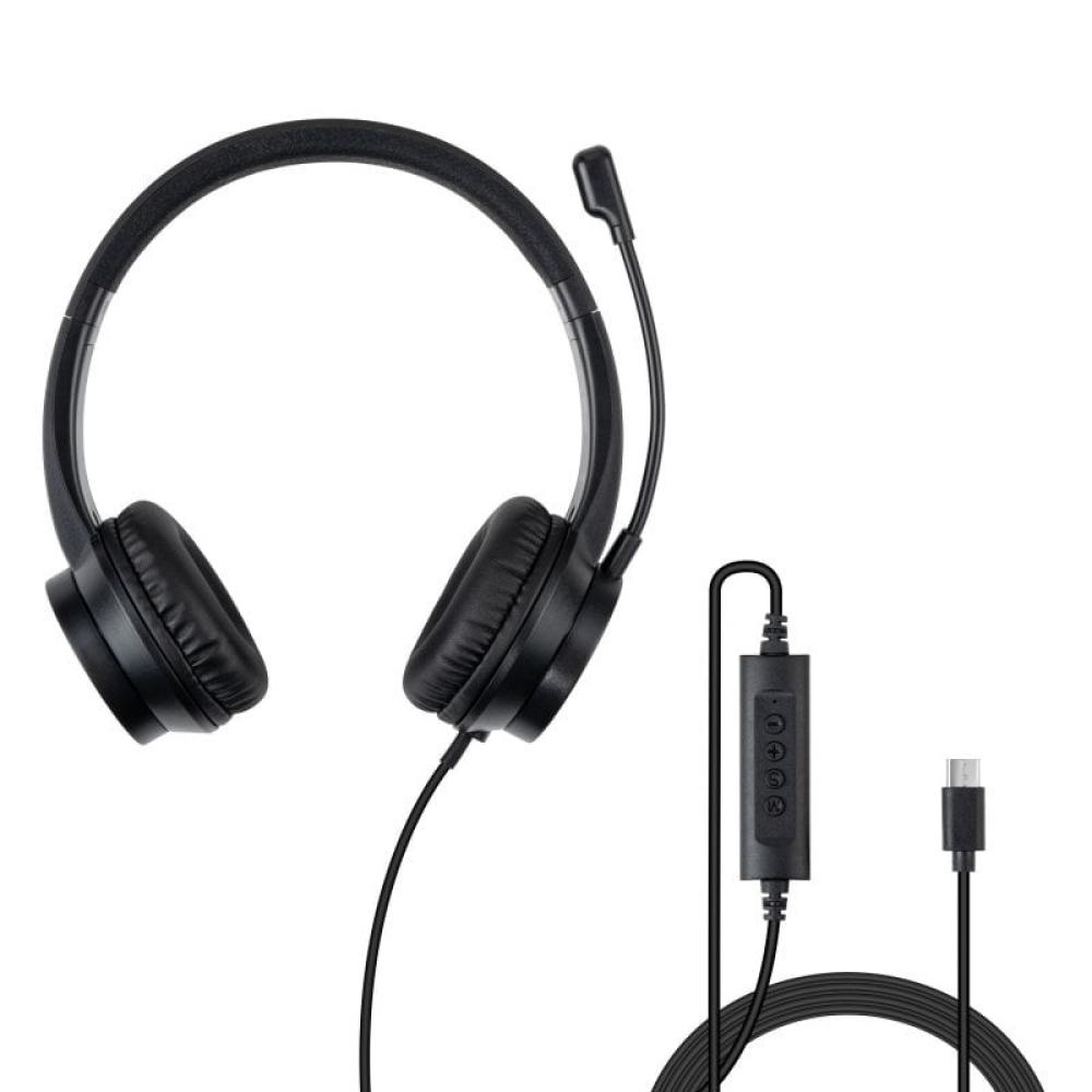 Lindy - 20439 auricular y casco Auriculares Alámbrico Diadema Oficina/Centro de llamadas USB Tipo C Negro
