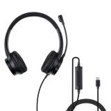 Lindy - 20439 auricular y casco Auriculares Alámbrico Diadema Oficina/Centro de llamadas USB Tipo C Negro
