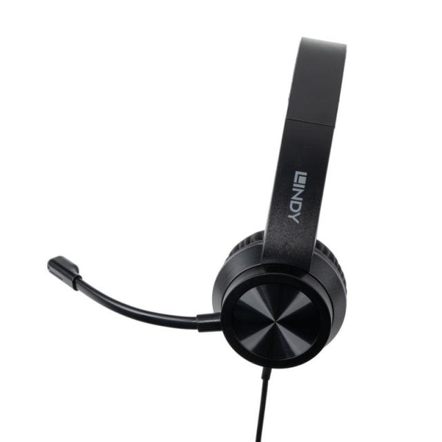 Lindy - 20439 auricular y casco Auriculares Alámbrico Diadema Oficina/Centro de llamadas USB Tipo C Negro