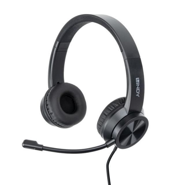Lindy - 20439 auricular y casco Auriculares Alámbrico Diadema Oficina/Centro de llamadas USB Tipo C Negro