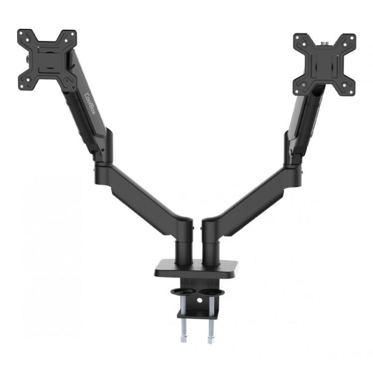 CoolBox - Soporte de brazos neumáticos para dos monitores M02D