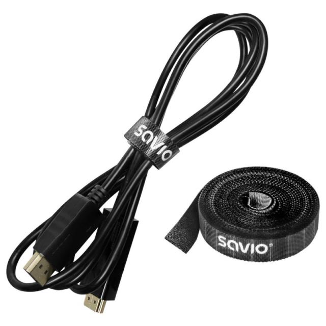 Savio - OC-07 organizador de cables Universal Cable binder Negro