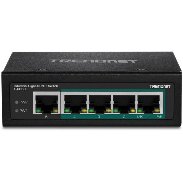Trendnet - TI-PG50 switch No administrado Gigabit Ethernet (10/100/1000) Energía sobre Ethernet (PoE) Negro