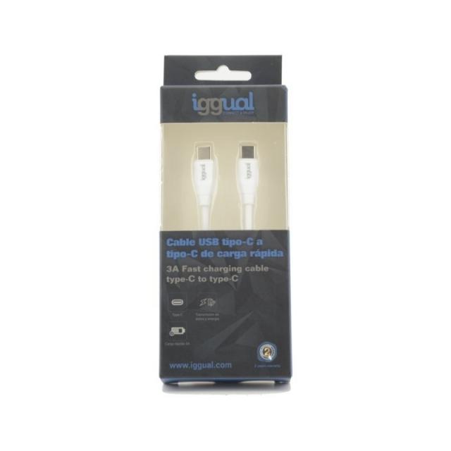 iggual - Cable USB-C/USB-C 100 cm blanco Q3.0 3A 60W