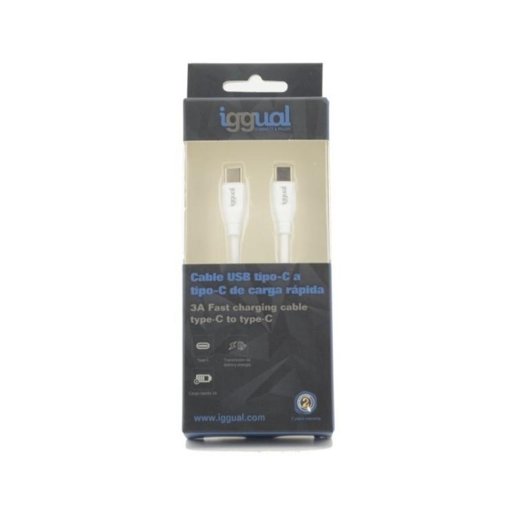 iggual - Cable USB-C/USB-C 100 cm blanco Q3.0 3A 60W