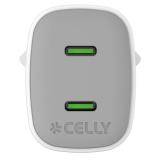 Celly - UPTC2USBC45WWH cargador de dispositivo móvil Universal Blanco Corriente alterna Carga rápida Interior