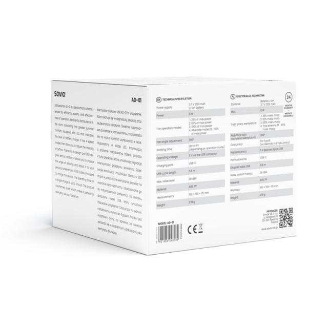 Savio - AD-01 WHITE ventilador Blanco