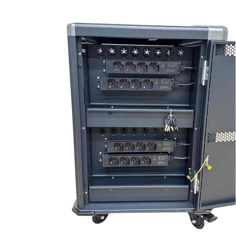 Ewent - EW1703 carrito y armario de dispositivo portátil Carro de gestión y carga para dispositivos portátiles Negro, Gris