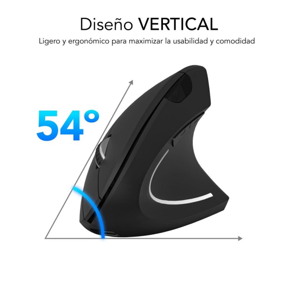 SUBBLIM - Ratón GLIDE VERTICAL ERGO DUAL MOUSE BATTERY BLACK