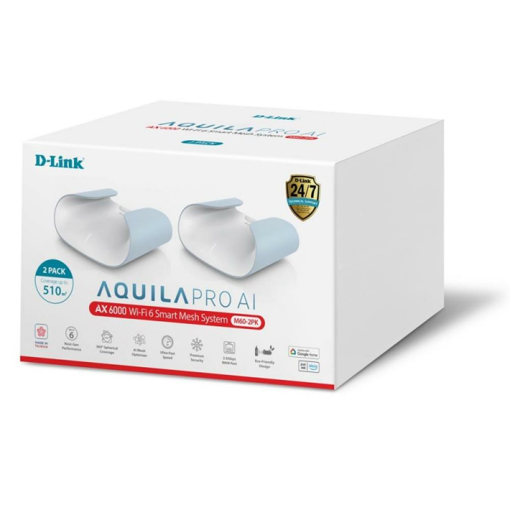 D-Link - M60-2 sistema Wi-Fi Mesh (Wi-Fi en malla) Doble banda (2,4 GHz / 5 GHz) Wi-Fi 6 (802.11ax) Blanco 4 Interno