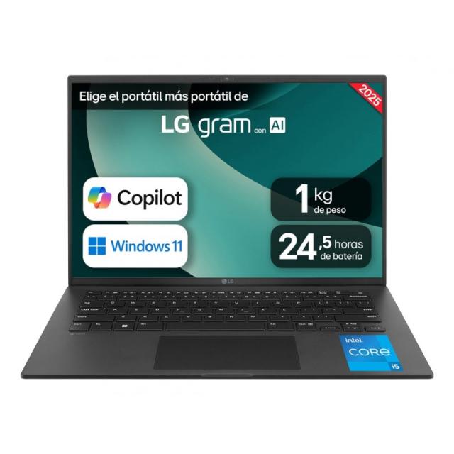 LG - 14Z90RU-G.AP55B ordenador portatil Intel® Core™ i5 i5-1334U Portátil 35,6 cm (14") WUXGA 16 GB LPDDR4x-SDRAM 512 GB SSD Wi-