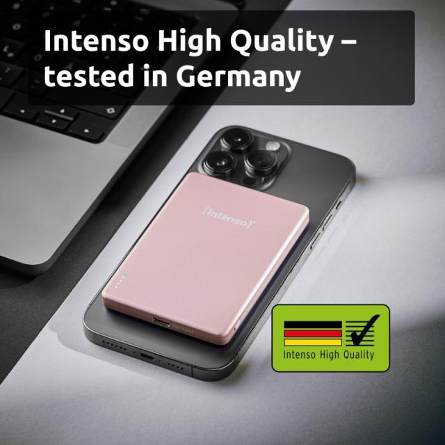 Intenso - MW5000 Batería Externa Magnética 5000 mAh – Compatible con MagSafe, Carga Inalámbrica 15W, USB-C PD 20W, Del - 7344023