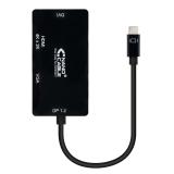 Nanocable - Conversor USB-C a VGA / DVI / H???, 3 En 1. USB-C/M-VGA/H-DVI/H-HDMI/H 4K, Negro, 10 cm