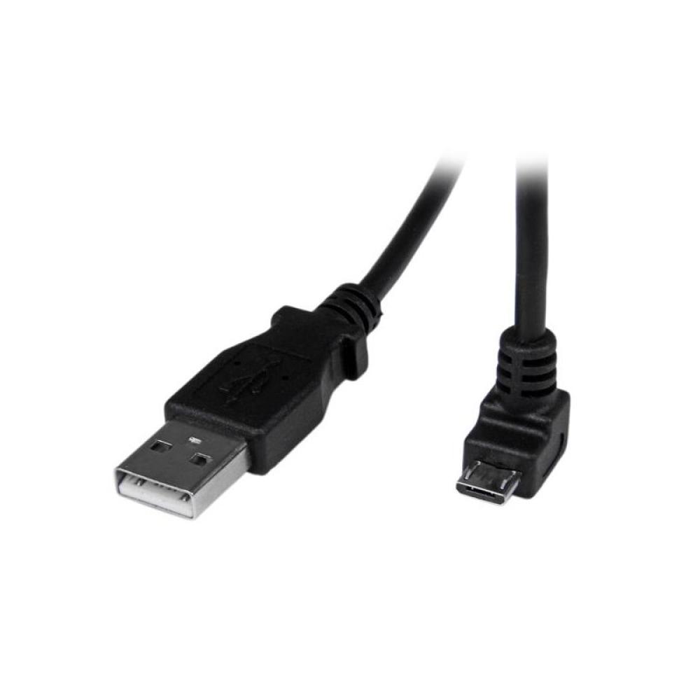 StarTech.com - Cable Adaptador 2m USB A Macho a Micro USB B Macho Acodado en Ángulo hacia Abajo para Teléfono Móvil