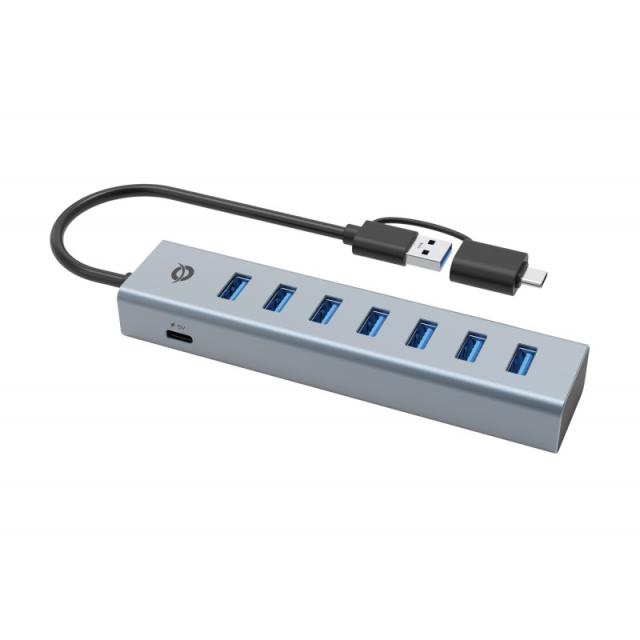 Conceptronic - HUBBIES21GP hub de interfaz USB 3.2 Gen 1 (3.1 Gen 1) Type-A 5000 Mbit/s Gris