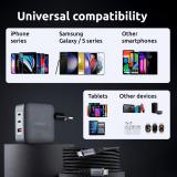 Intenso - W100ACC+C520C, Set de adaptador de corriente + cable de carga, 100 W, carga rápida, GaN, carga simultánea de 3 disposi