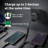 Intenso - W100ACC+C520C, Set de adaptador de corriente + cable de carga, 100 W, carga rápida, GaN, carga simultánea de 3 disposi
