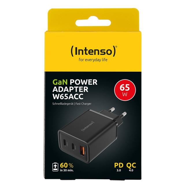 Intenso - 7806510 adaptador e inversor de corriente Interior 65 W Negro