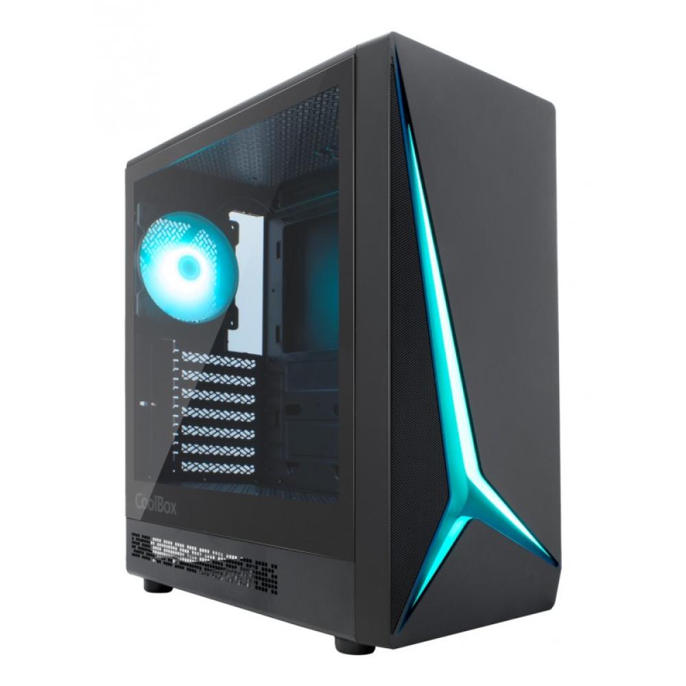 CoolBox - GAMING CAJA ATX GA450 STARLIGHT BLACK ARGB USB-C 3.2 GEN1 SIN FTE + 1 VENTILADOR