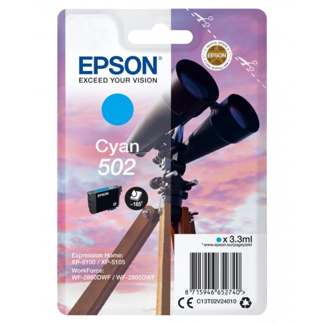 Epson - Singlepack Cyan 502 Ink - C13T02V24020