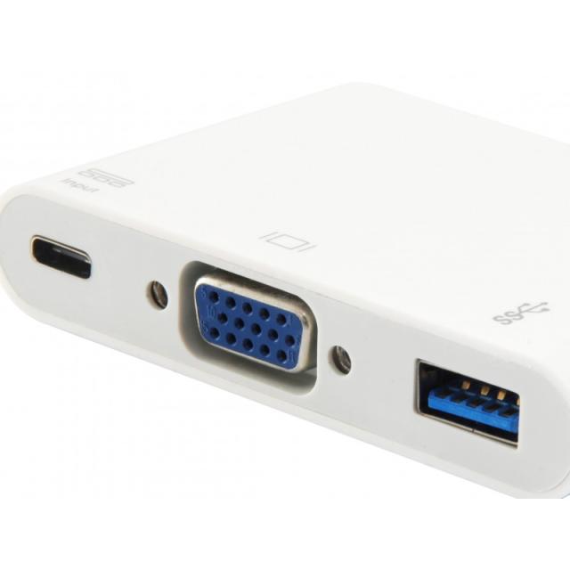 Equip - Adaptador USB-C a VGA (HD15), USB-A, 60W USB PD