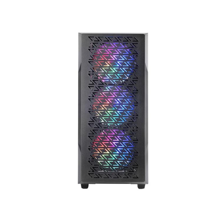 Mars Gaming - MC-GEO, Caja Gaming ATX, 4x Ventiladores FRGB Rainbow 12cm, Panel Frontal Mesh Geométrico, Ventana Latera - MC-GEO