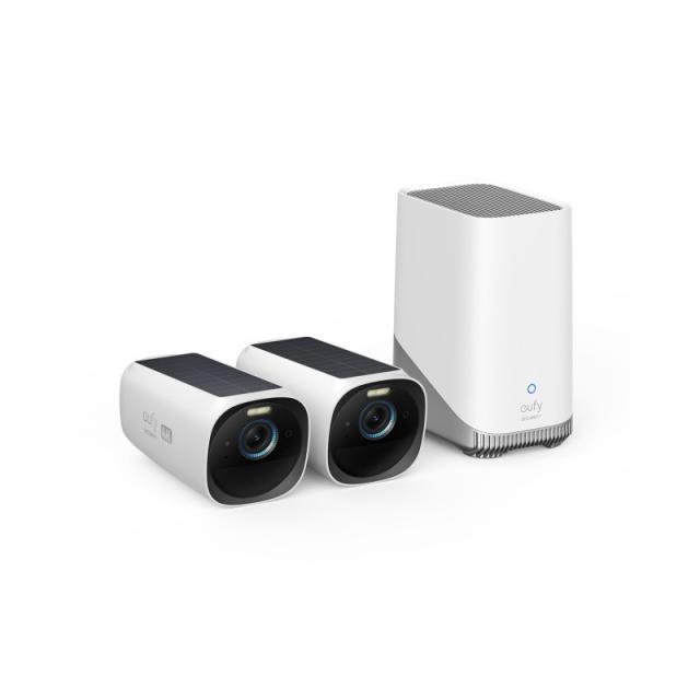Eufy - Kit de 2 cámaras eufyCam 3 de Security, cámara de seguridad 4K con panel solar integrado, IA de reconocimiento facial, cá