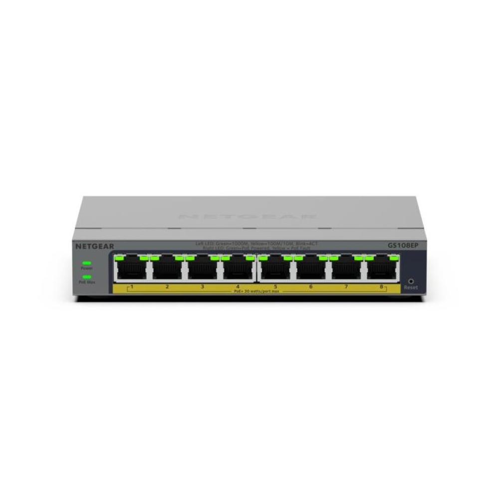 NETGEAR - GS108EP Gestionado L2/L3 Gigabit Ethernet (10/100/1000) Gris