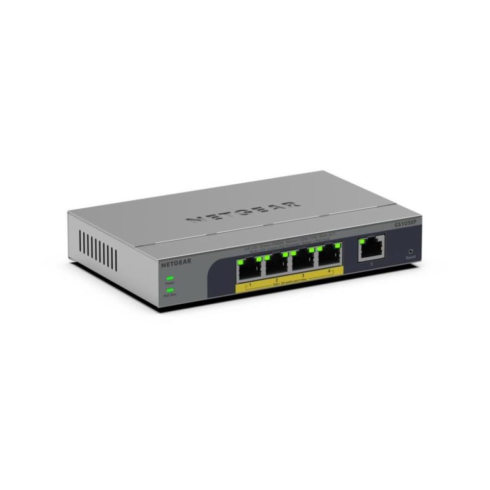 NETGEAR - GS105EP No administrado Gigabit Ethernet (10/100/1000) Energía sobre Ethernet (PoE) Gris
