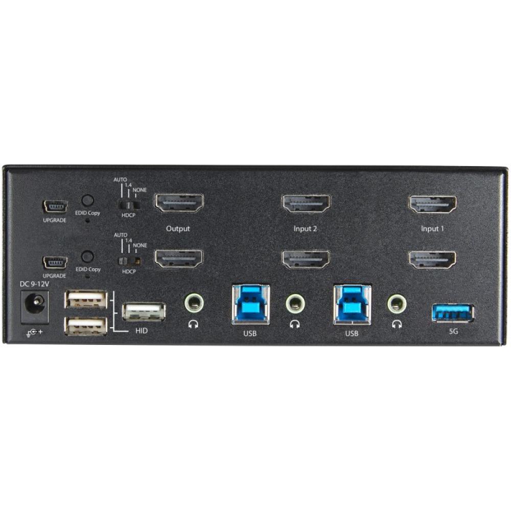 StarTech.com - Switch Conmutador KVM de 2 Puertos HDMI 2.0 4K para 2 Monitores - Vídeo de 4K y 60Hz Ultra HD - HDR - Hub Ladrón