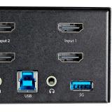StarTech.com - Switch Conmutador KVM de 2 Puertos HDMI 2.0 4K para 2 Monitores - Vídeo de 4K y 60Hz Ultra HD - HDR - Hub Ladrón