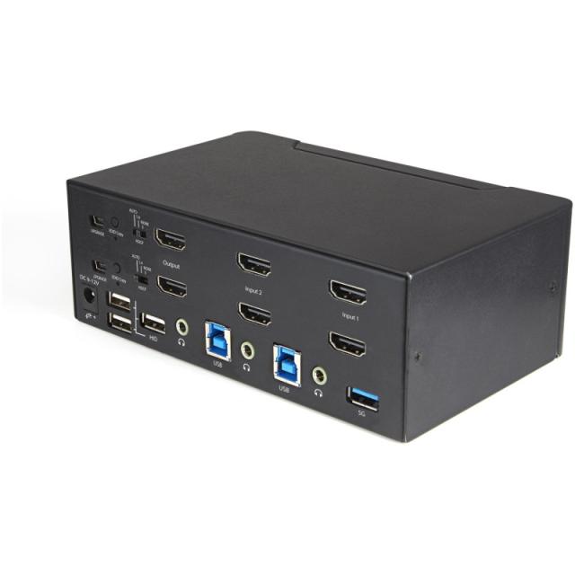 StarTech.com - Switch Conmutador KVM de 2 Puertos HDMI 2.0 4K para 2 Monitores - Vídeo de 4K y 60Hz Ultra HD - HDR - Hub Ladrón