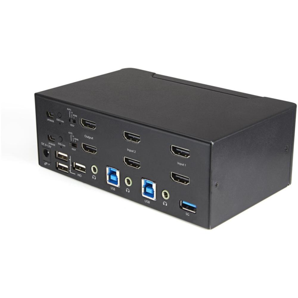 StarTech.com - Switch Conmutador KVM de 2 Puertos HDMI 2.0 4K para 2 Monitores - Vídeo de 4K y 60Hz Ultra HD - HDR - Hub Ladrón