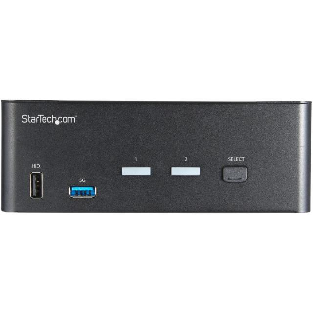 StarTech.com - Switch Conmutador KVM de 2 Puertos HDMI 2.0 4K para 2 Monitores - Vídeo de 4K y 60Hz Ultra HD - HDR - Hub Ladrón