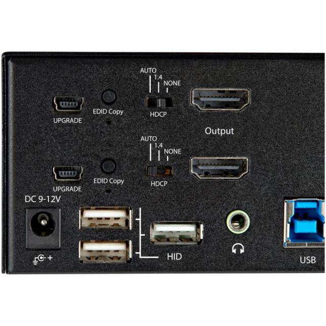 StarTech.com - Switch Conmutador KVM de 2 Puertos HDMI 2.0 4K para 2 Monitores - Vídeo de 4K y 60Hz Ultra HD - HDR - Hub Ladrón
