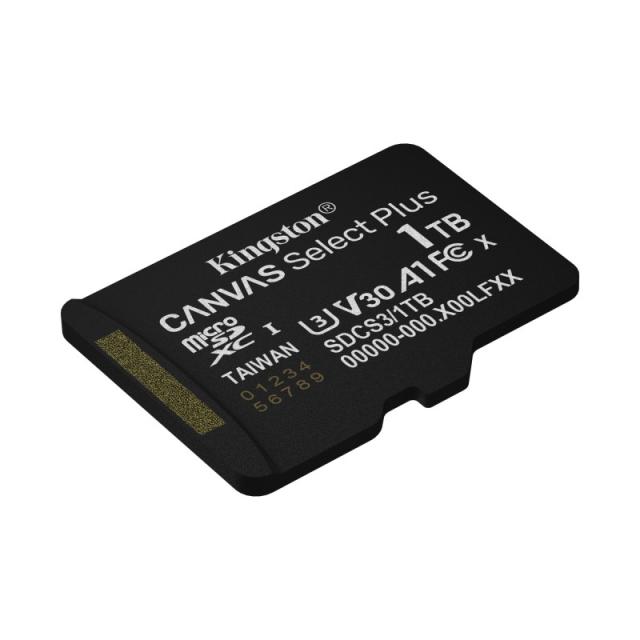 Kingston Technology - 1TB microSDXC Canvas Select Plus Gen3 150MB/s A1 (Incluye adaptador de SD)