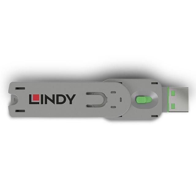 Lindy - 40621 bloqueador de puerto Llave de bloqueador de puerto USB tipo A Verde Acrilonitrilo butadieno estireno (ABS) 1 pieza