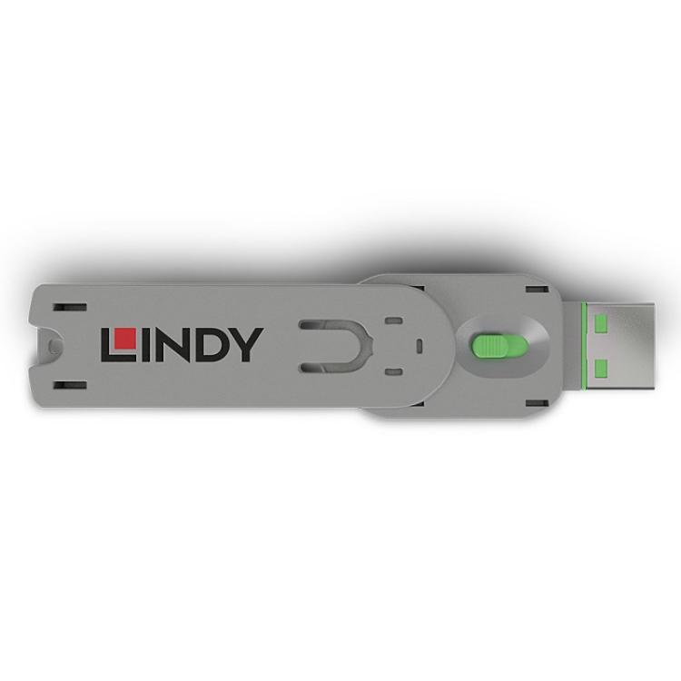Lindy - 40621 bloqueador de puerto Llave de bloqueador de puerto USB tipo A Verde Acrilonitrilo butadieno estireno (ABS) 1 pieza