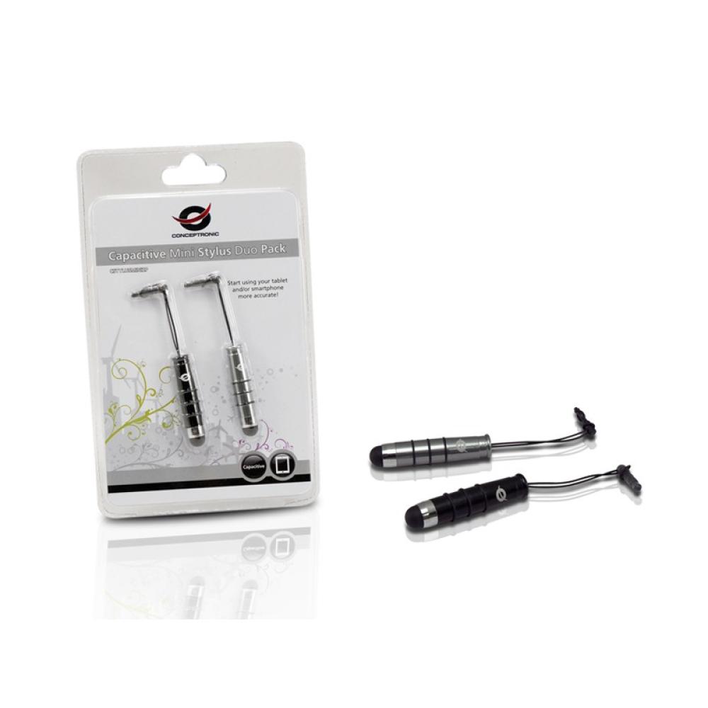 Conceptronic - CSTYLUSMINI2P lápiz digital 11 g Negro, Plata